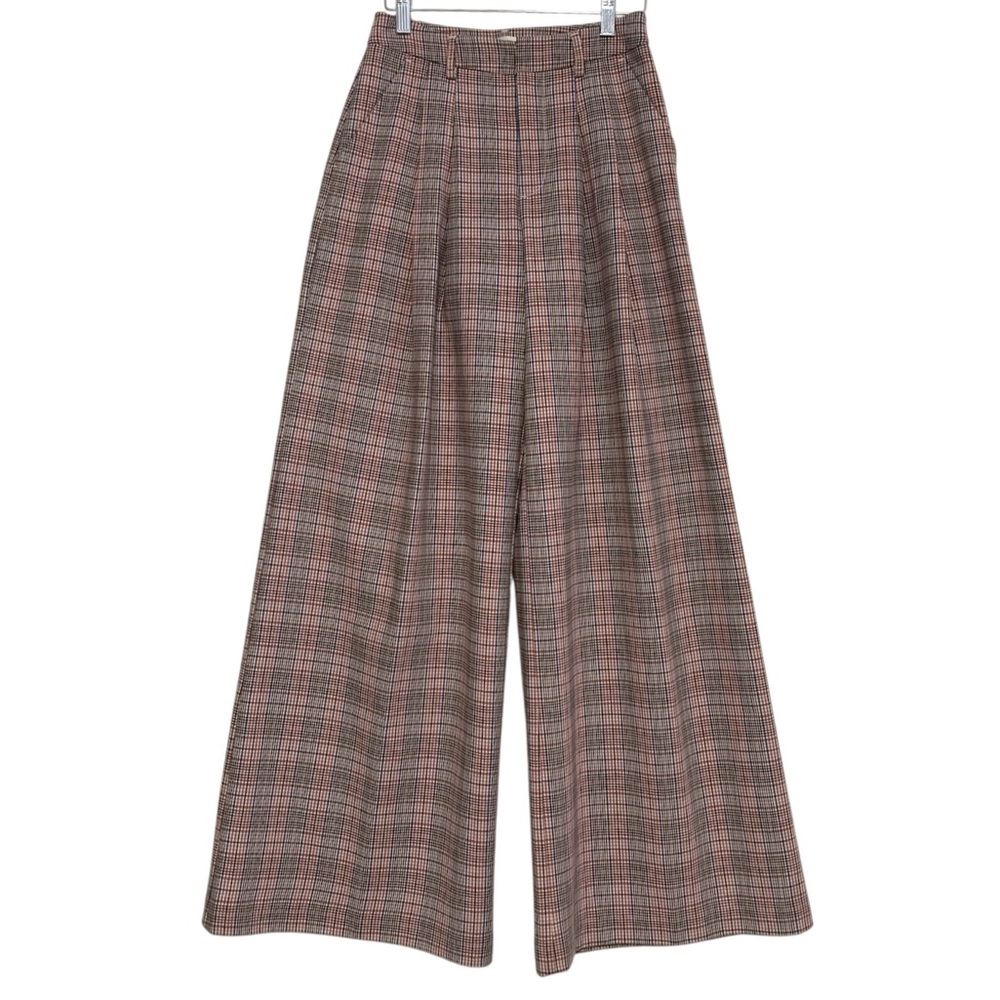 Anthropologie Maeve The Avery Pleated Wide-Leg Trousers: Plaid Edition | Size 0 - Picture 4 of 13